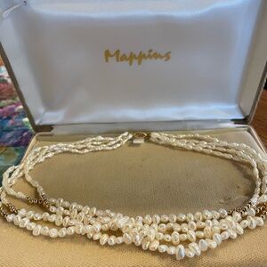 Vintage Mappins 4 strand freshwater pearl necklace with gold